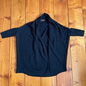 Viscose Angora Black Batwing Dolman Sleeve Waterfall Front Cardigan Open Sweater